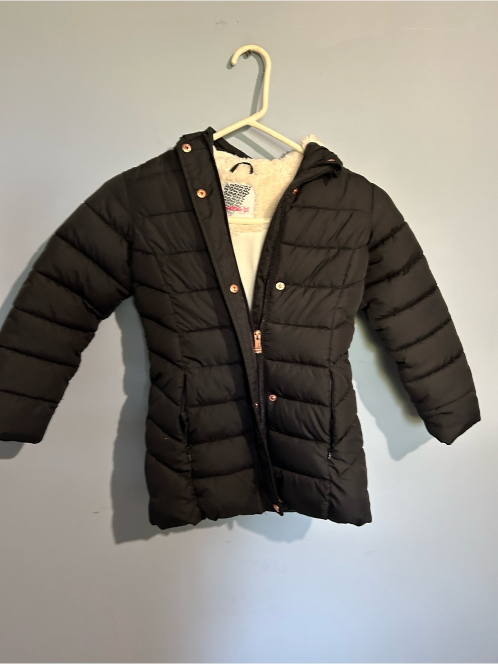 Kensie Girl Black Quilted Puffer Jacket with Hood